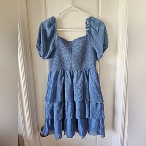 Altar'd State Blue Ruffled Smocked Sundress